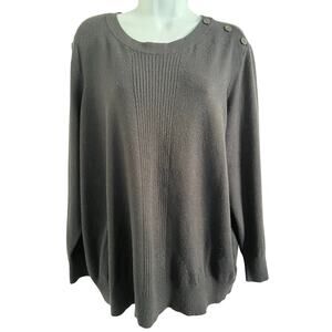 Liz Claiborne BLACK Knit Sweater Button Shoulder Detail Size 1X